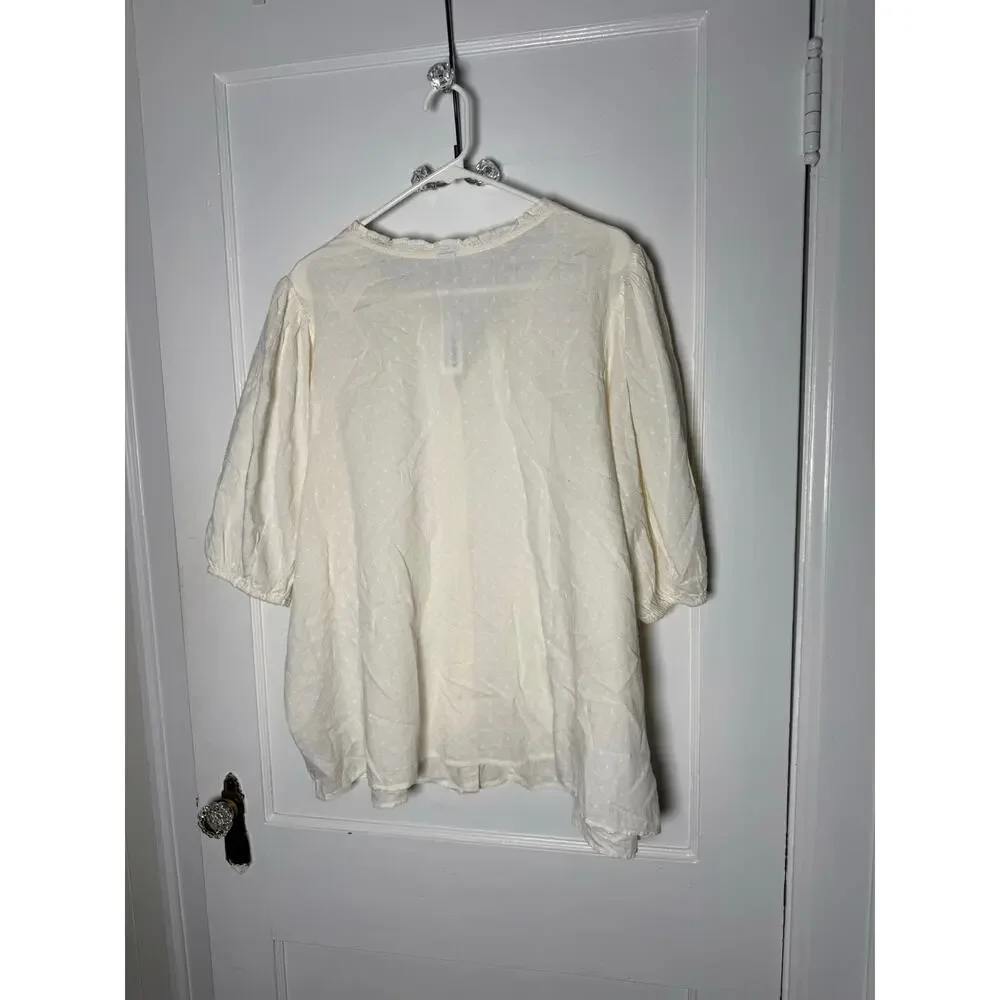 NWT Old Navy 3X Ivory Lace Blouse Cottagecore Romantic Puff Sleeve Prairie Top
